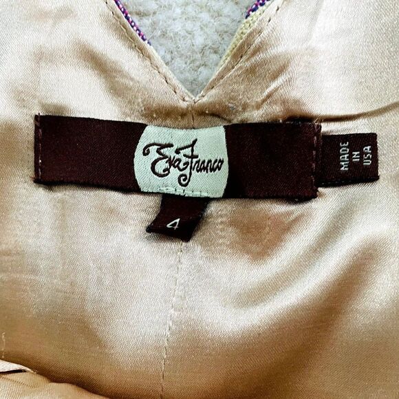 Eva Franco Anthropologie V-Neck Boho Embroidered Striped Mini Dress Sz 4 Indie - Picture 4 of 14